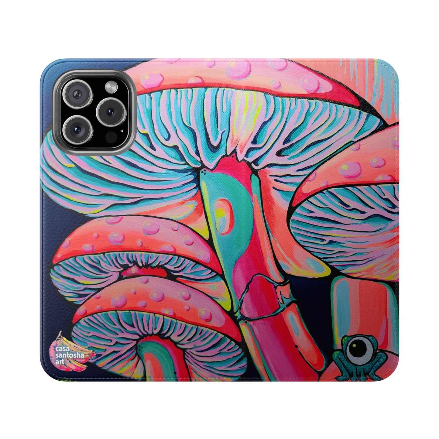 Trippy Mushrooms Flip Phone Case – Wallet Cover with Card Slots