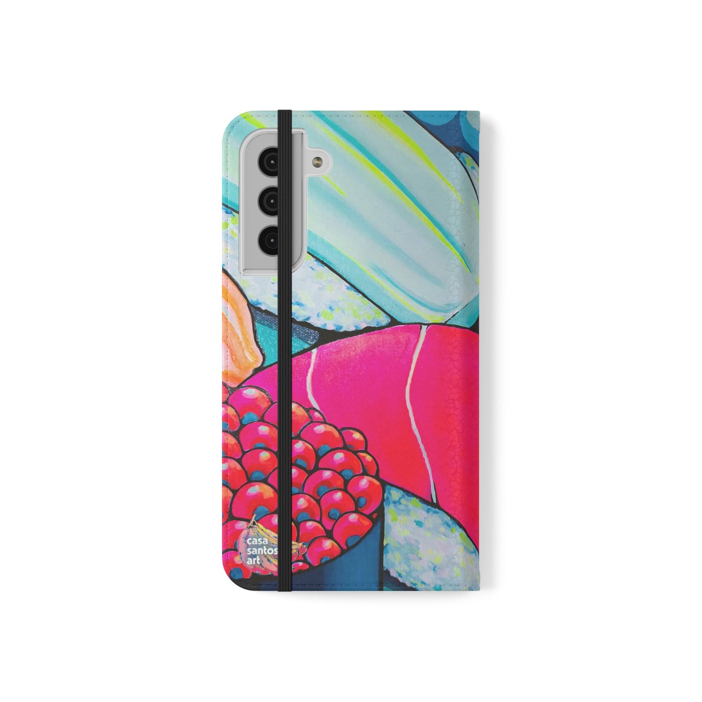 Étui portefeuille pour téléphone à clapet Neon Sushi avec porte-cartes