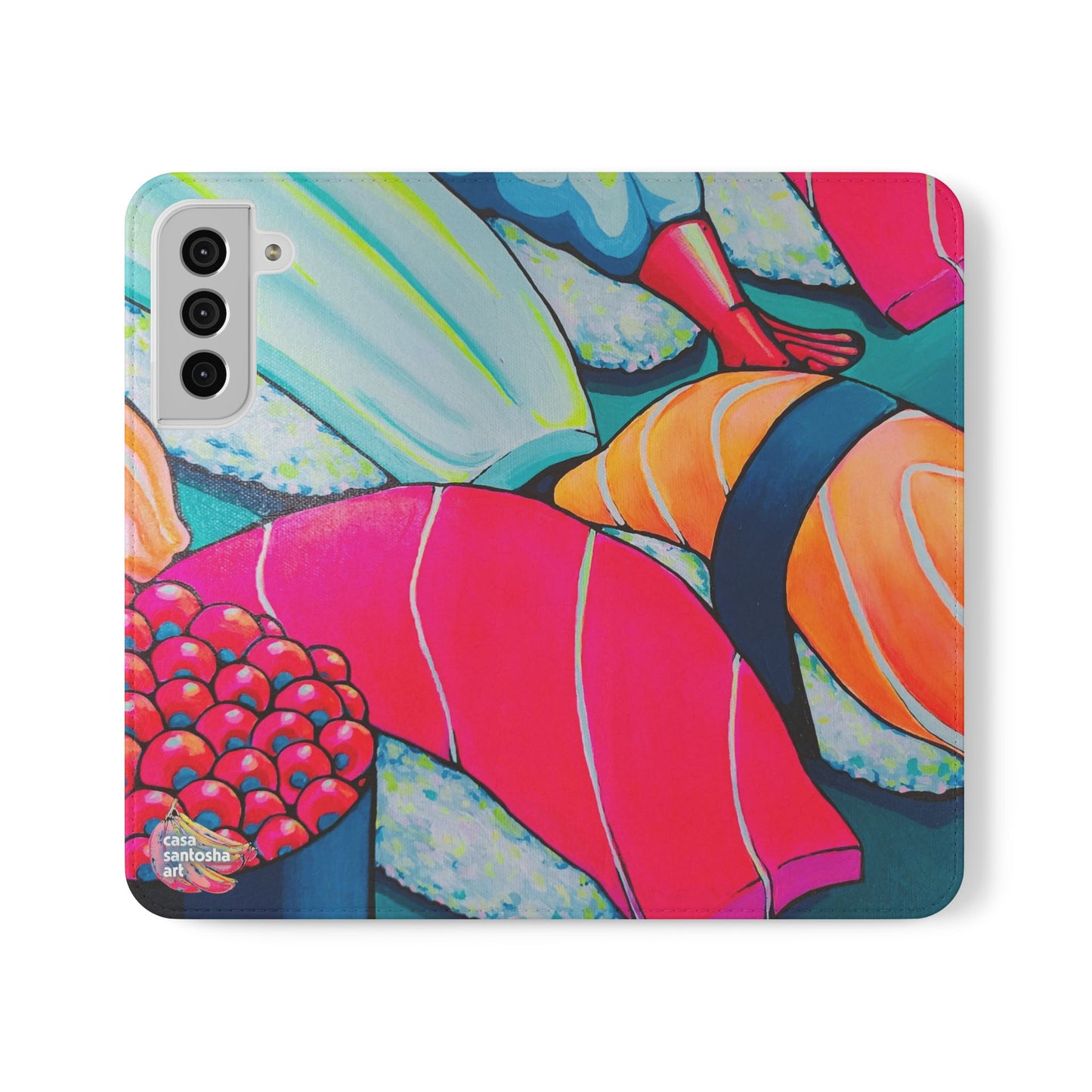 Neon Sushi Flip Phone Case – Wallet Cover with Card Slots