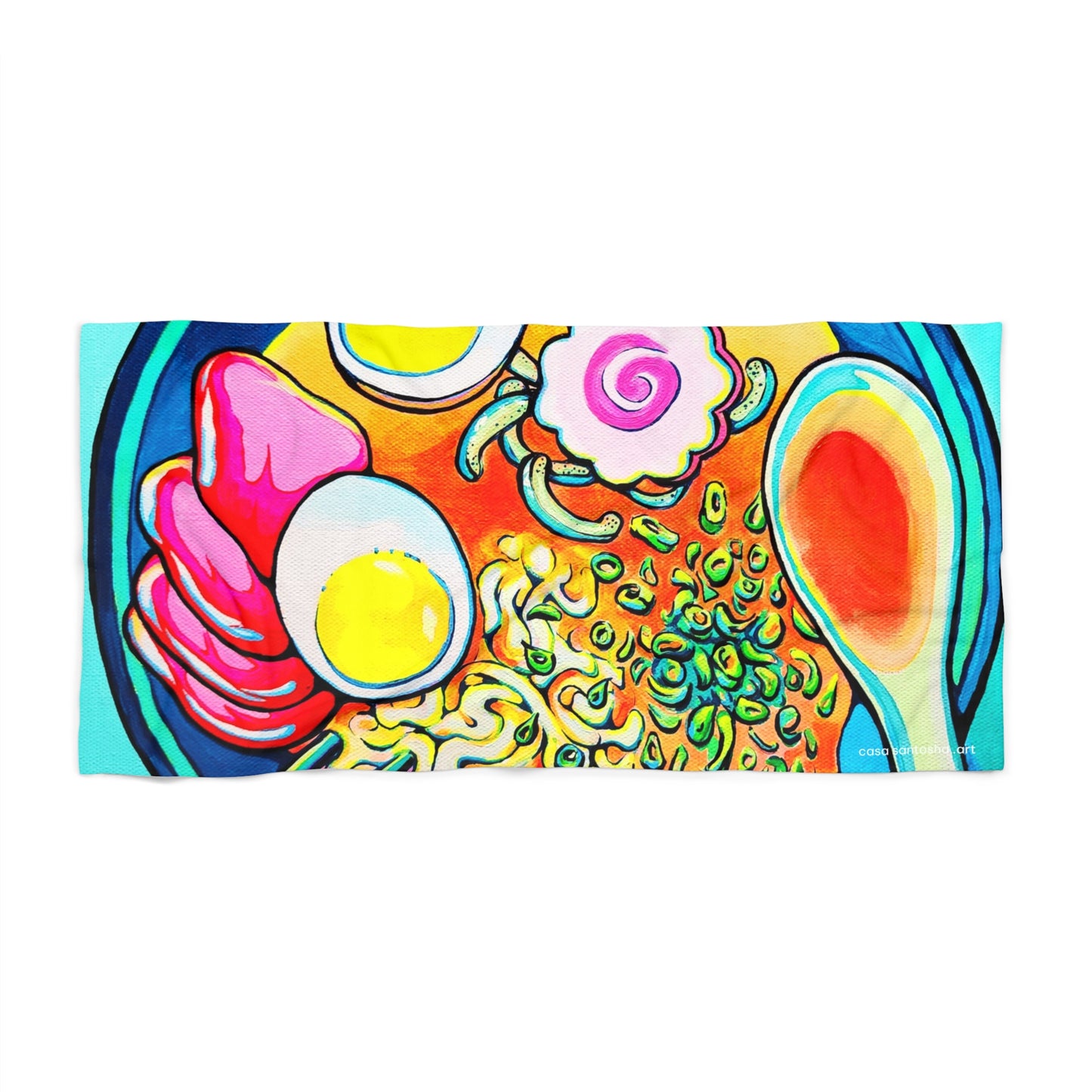 Neon Ramen Beach Towel for Summer Fun and Vacation Essentials