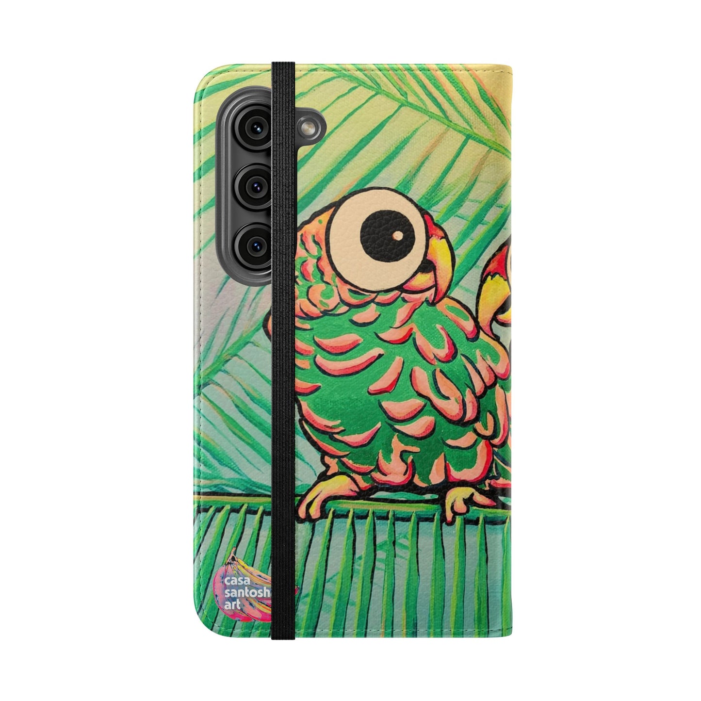 Chatty Cyclops Parrots Flip Phone Case – Wallet Cover with Card Slots