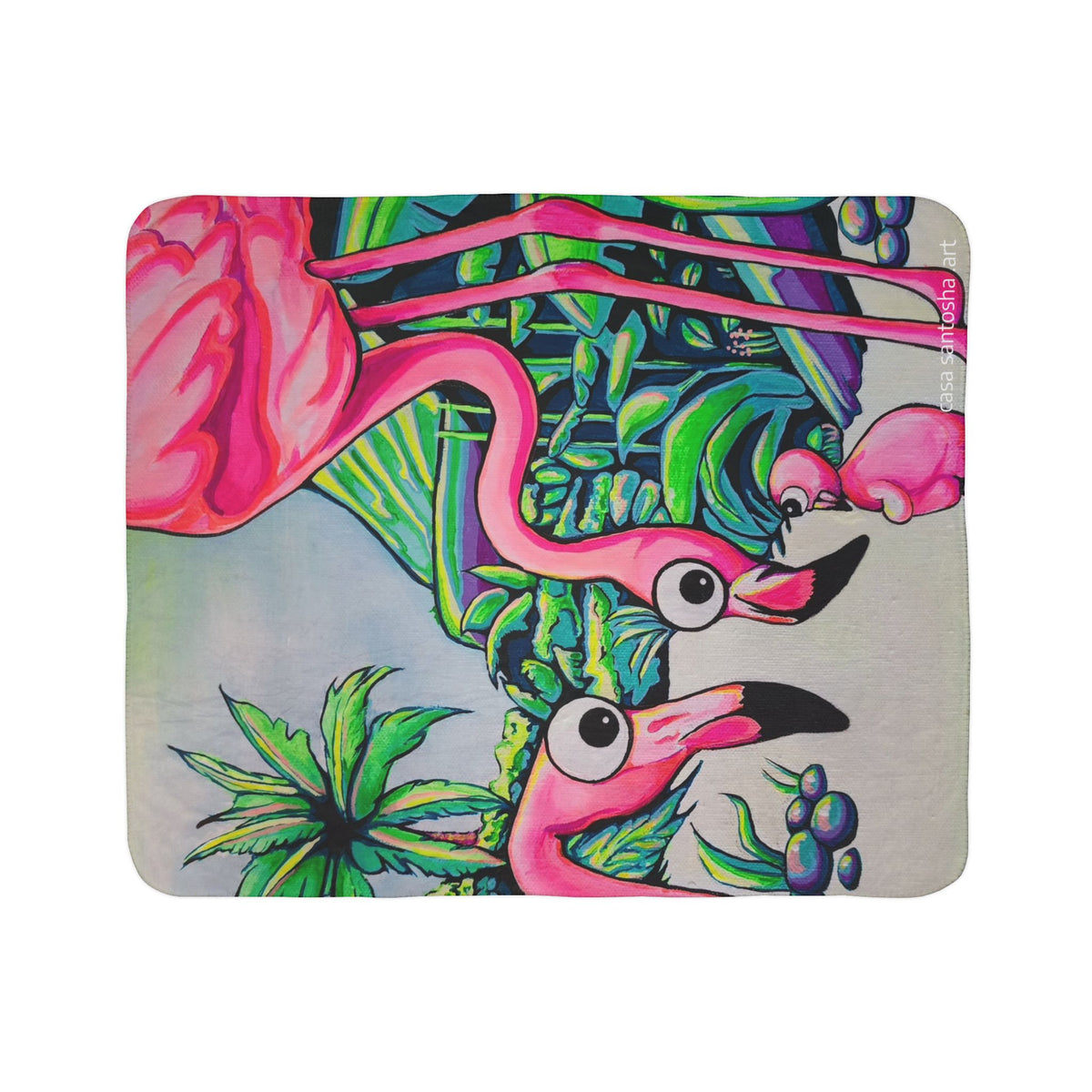 Cyclops Flamingo Family Fleece Sherpa Blanket