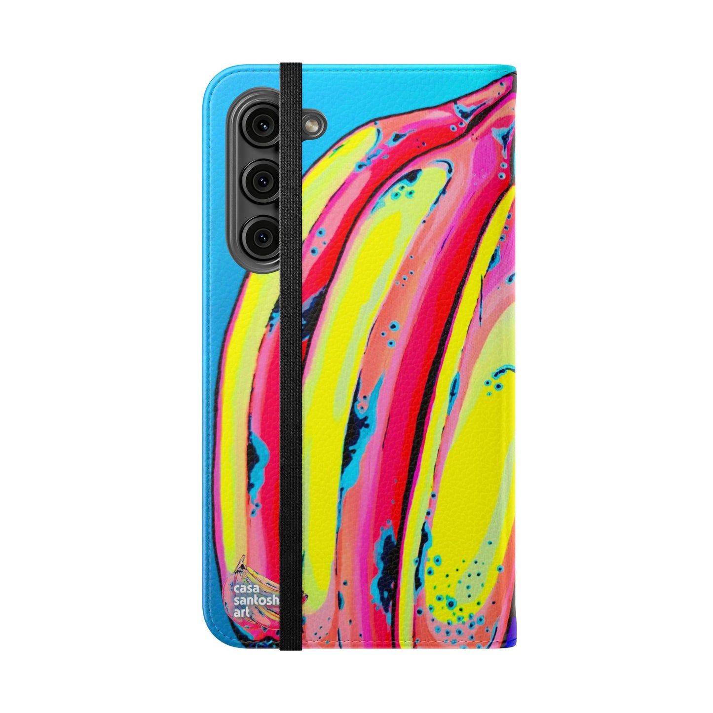 Neon Fat Bananas Flip Phone Case – Wallet Cover with Card Slots