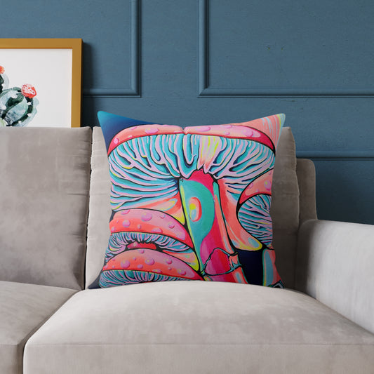 Trippy Mushrooms Art Canvas Decorative Pillow