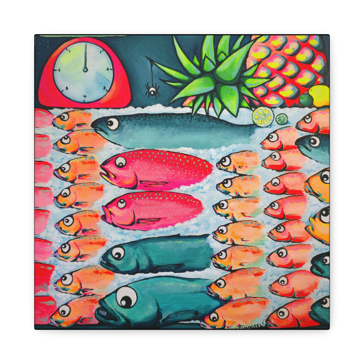 Neon Cabo Fish Market Canvas Wall Art