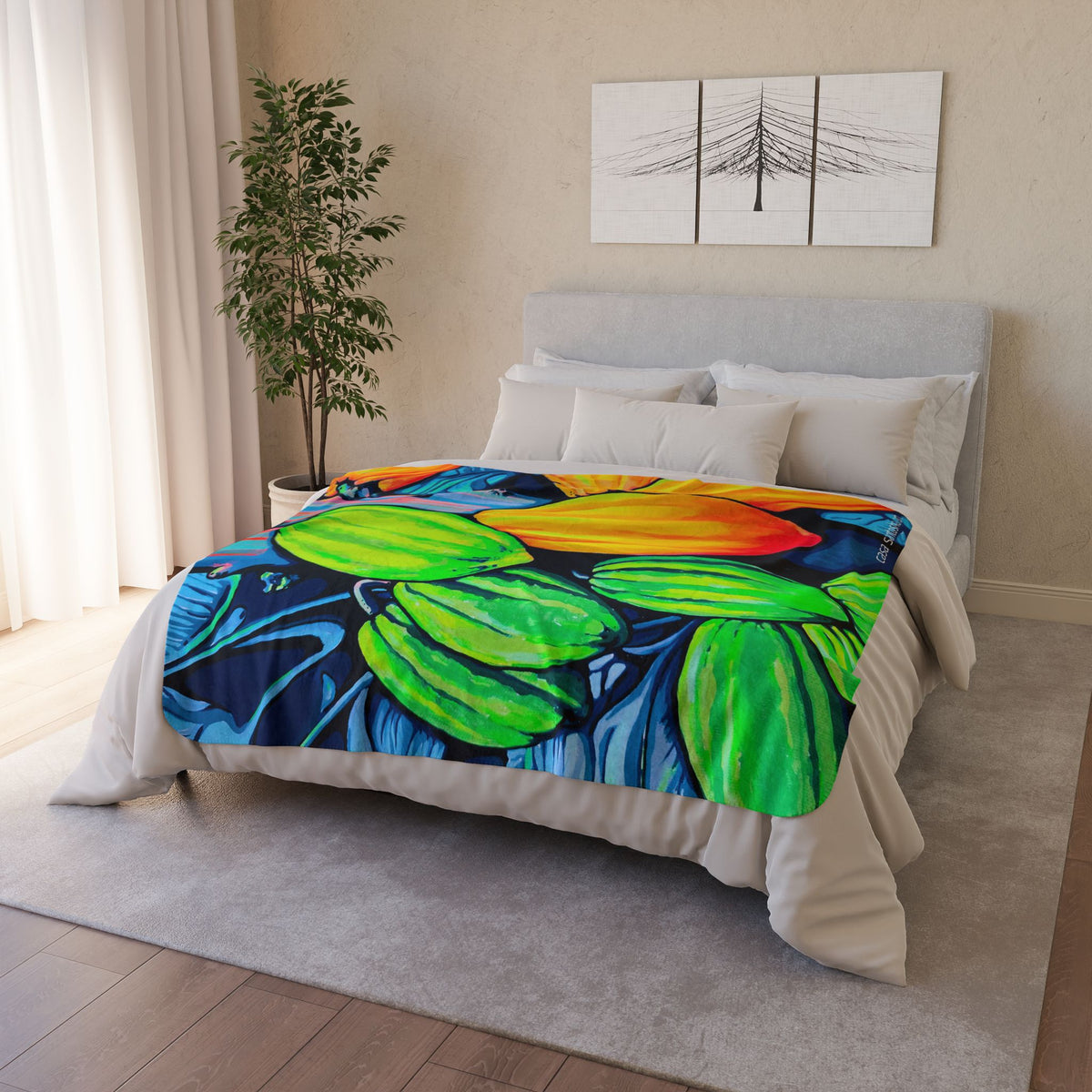 Neon Cacao Fleece Sherpa Blanket