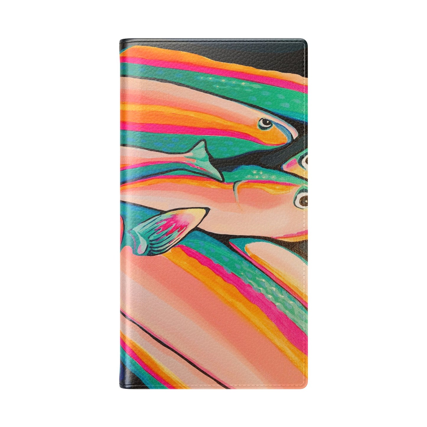 Neon Fish Flip Phone Case – Wallet Cover with Card Slots