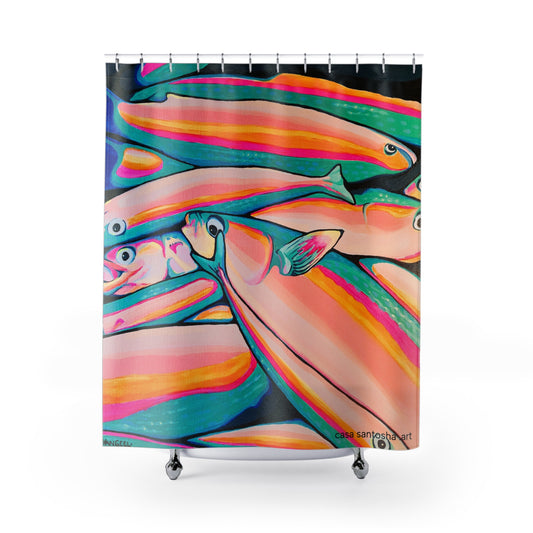 Neon Fish Pop Art Shower Curtain