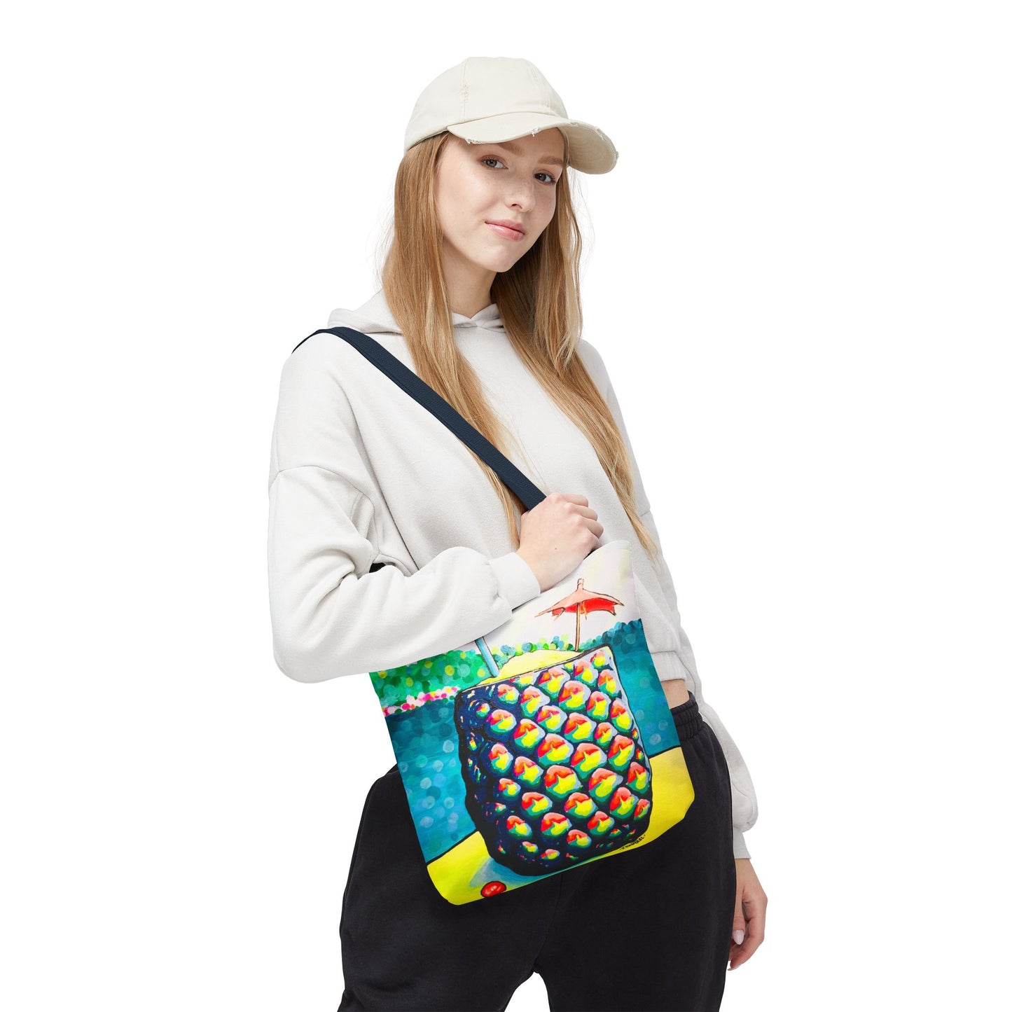Premium Neon Piña Colada Tote Bag, Original Artist Design, Reusable Shopping Tote,  Eco-Friendly