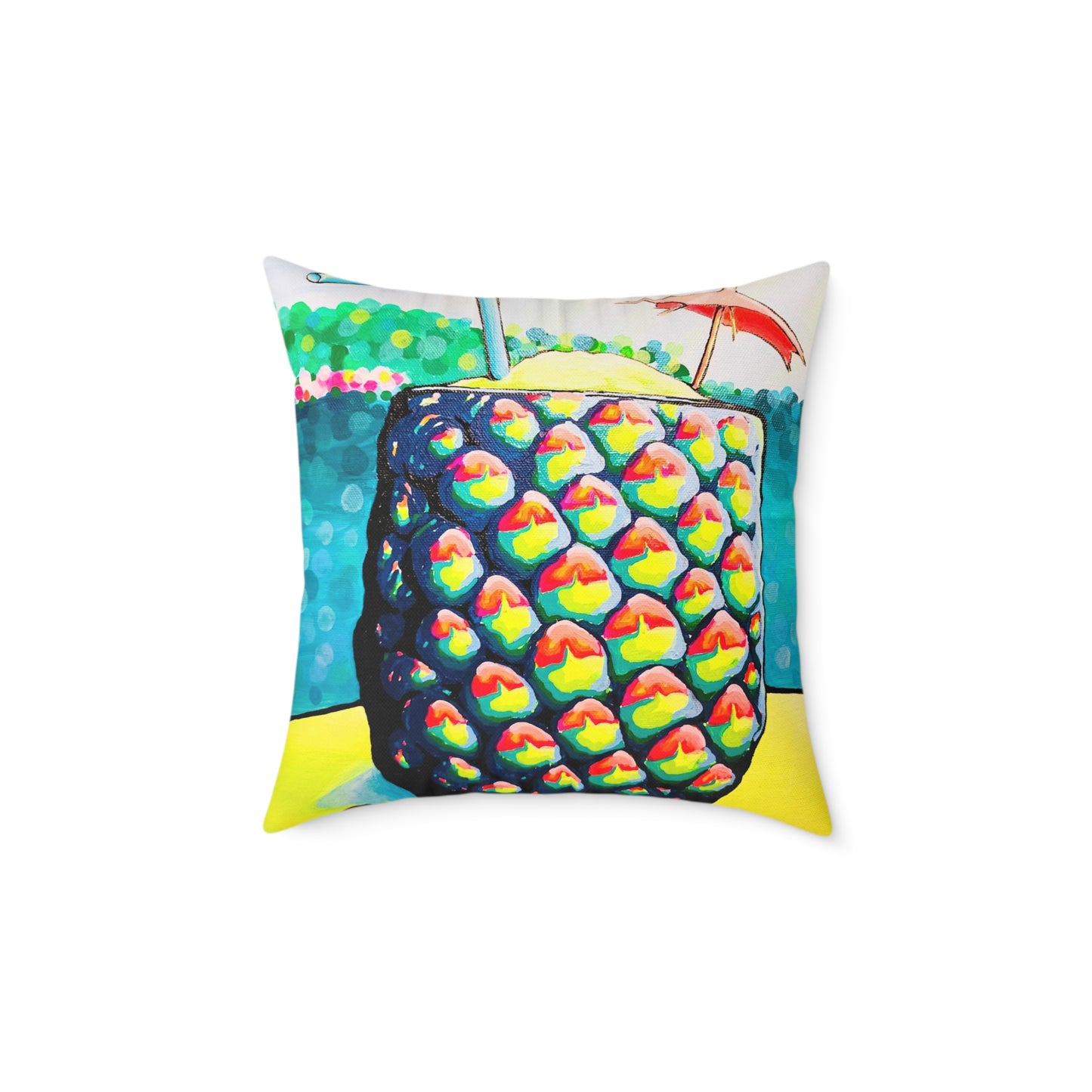 Neon Piña Colada Art Canvas Decorative Pillow