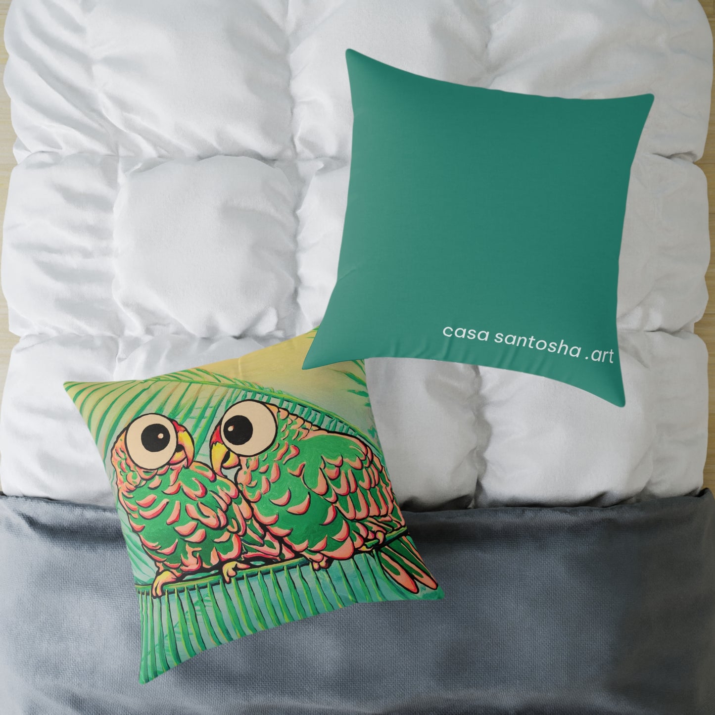 Chatty Cyclops Parrots Art Canvas Decorative Pillow