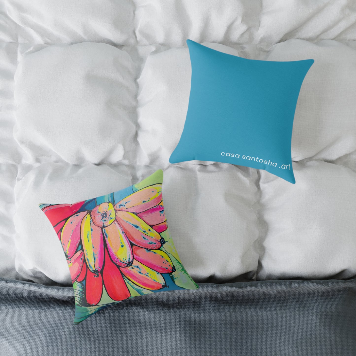 Neon Primitivo Bananas Art Canvas Decorative Pillow