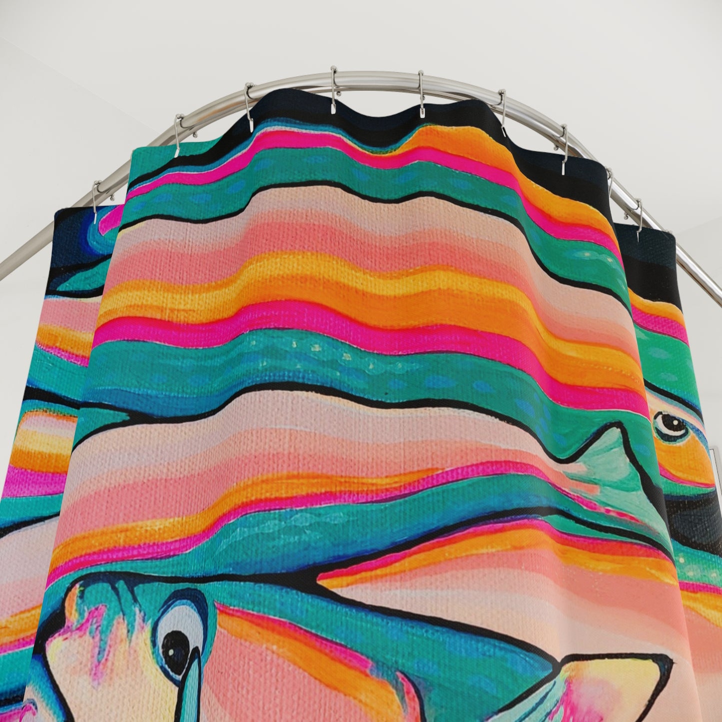 Neon Fish Pop Art Shower Curtain