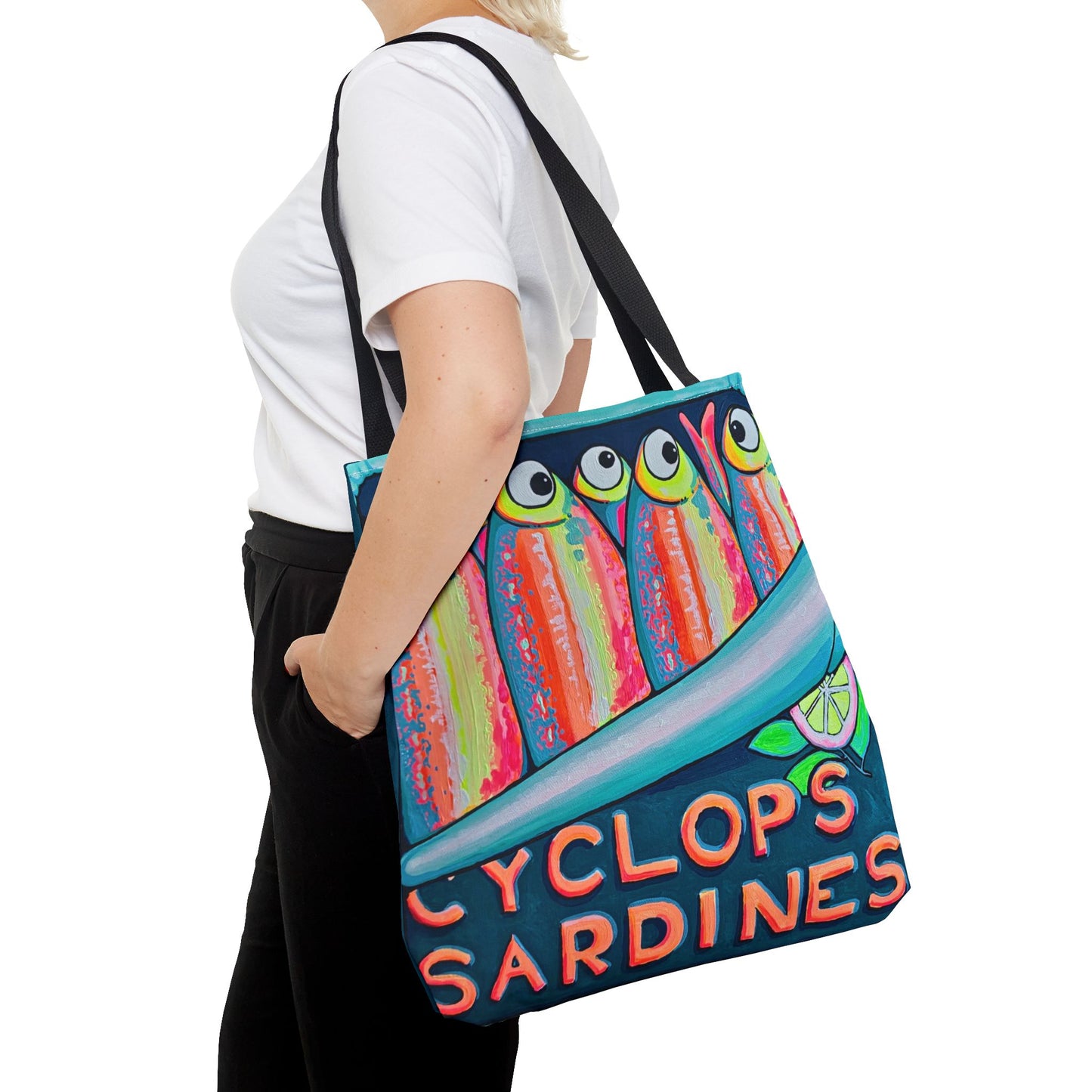 Premium Neon Sardines Tote Bag, Original Artist Design, Reusable Shopping Tote, Eco-Friendly