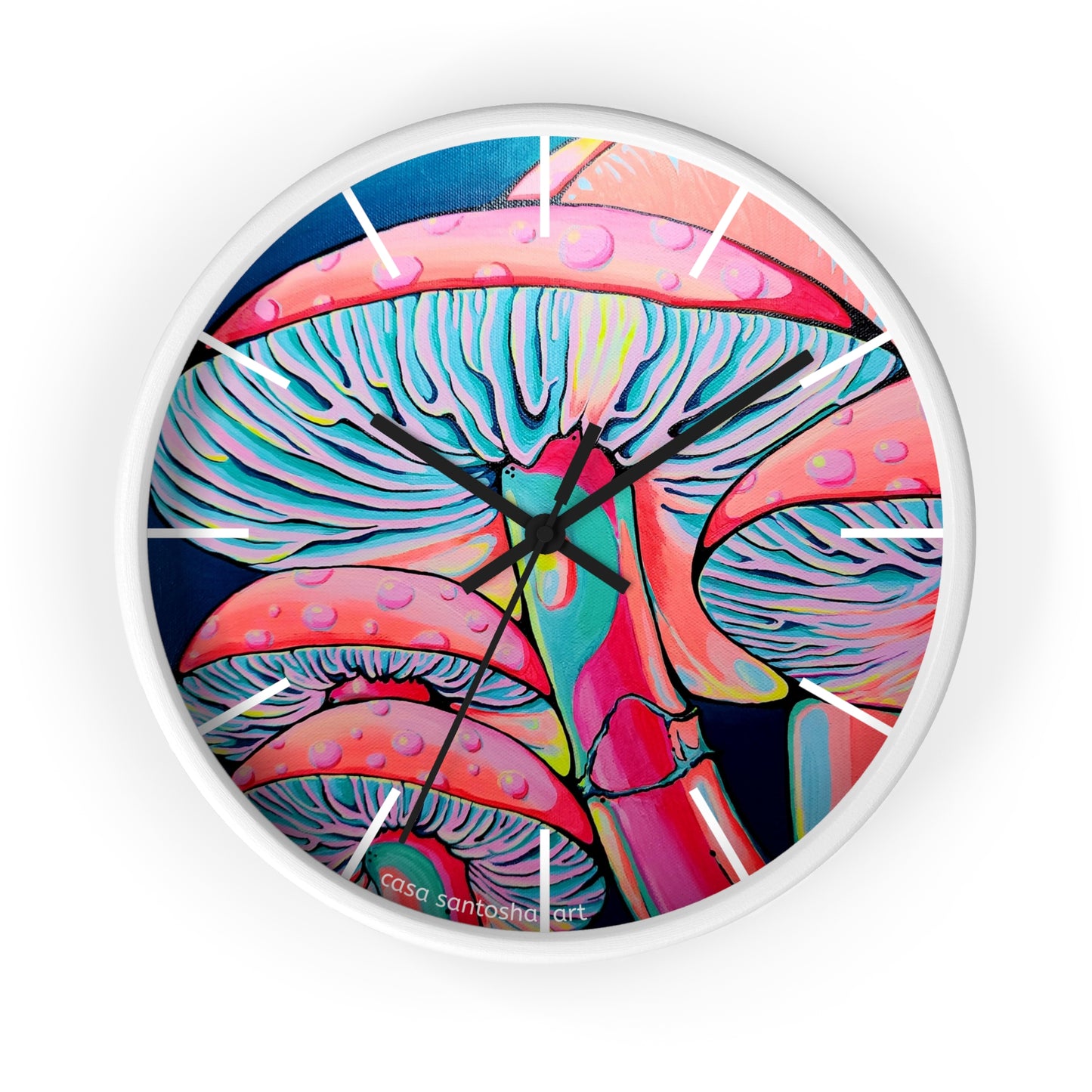 Trippy Mushrooms Pop Art Wall Clock