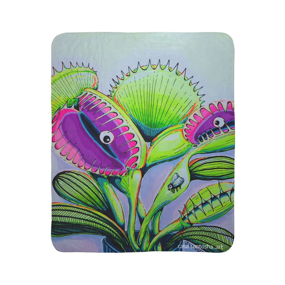Cyclops Venus Fly Trap Fleece Sherpa Blanket