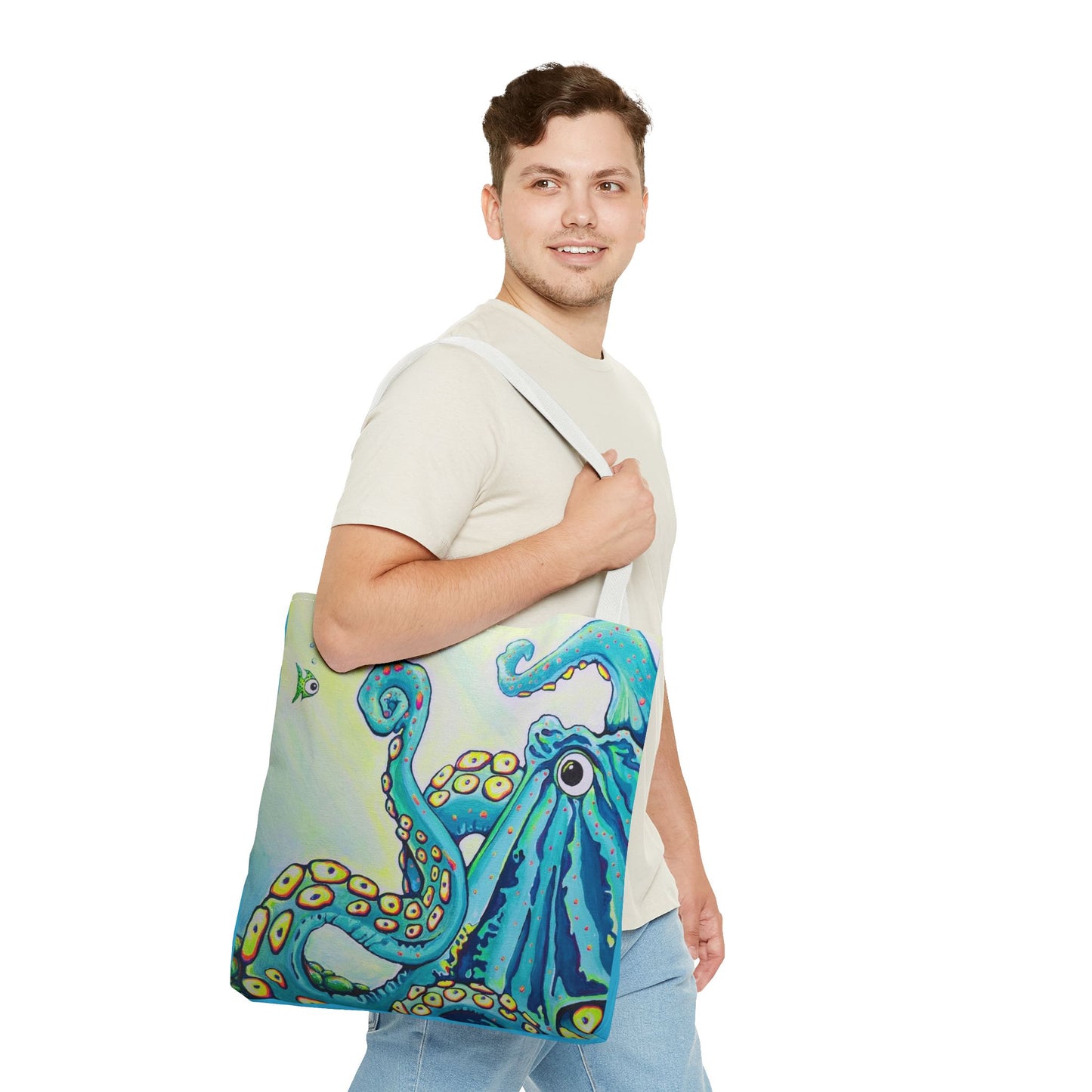 Premium Cyclops Octopus Tote Bag, Original Artist Design, Reusable Shopping Tote,  Eco-Friendly