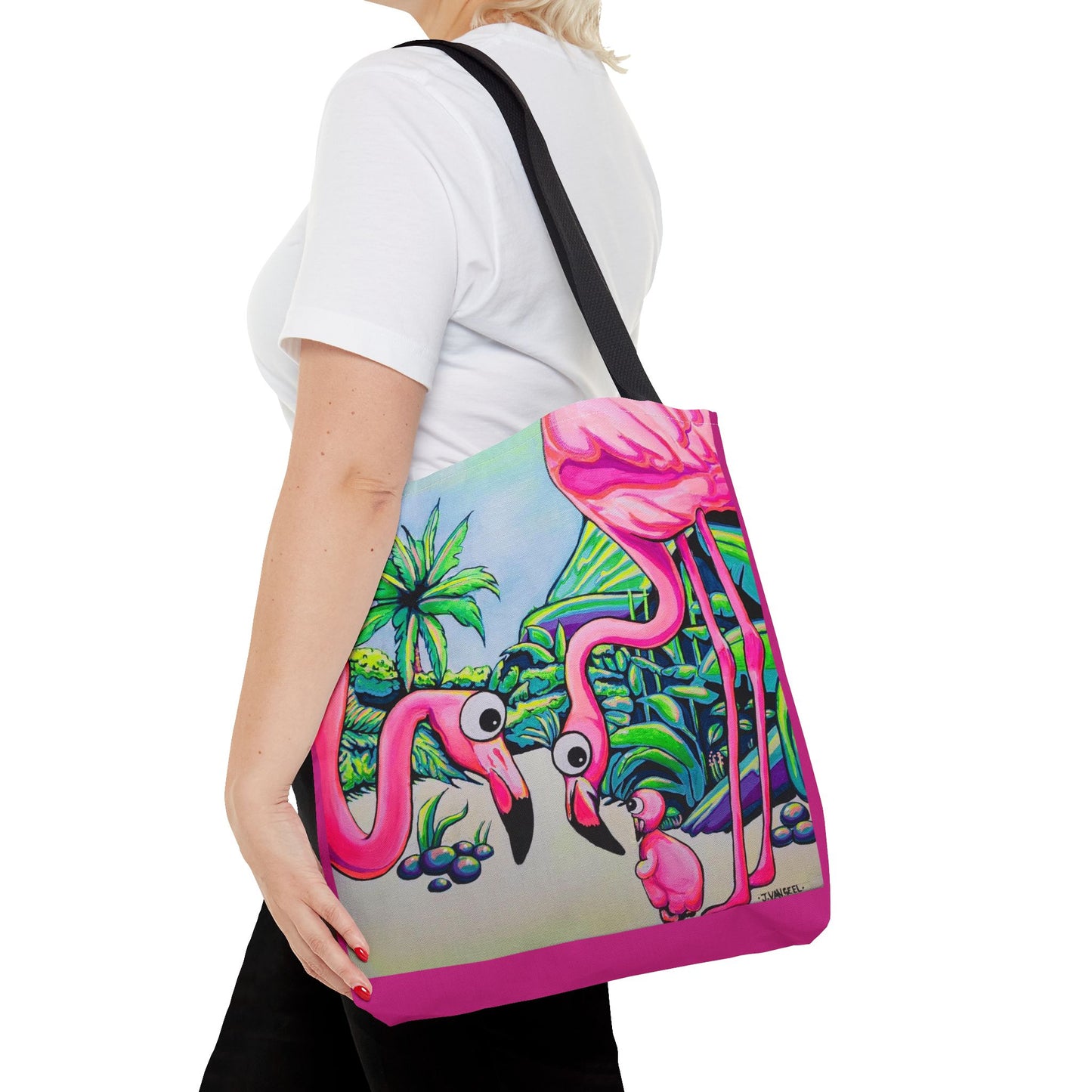 Premium Cyclops Flamingo Family Tote Bag, Original Artist Design, Reusable Shopping Tote,  Eco-Friendly