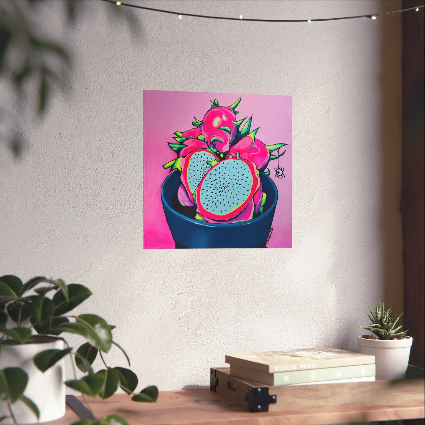 Neon Pink Dragon Fruit Giclée Art Poster