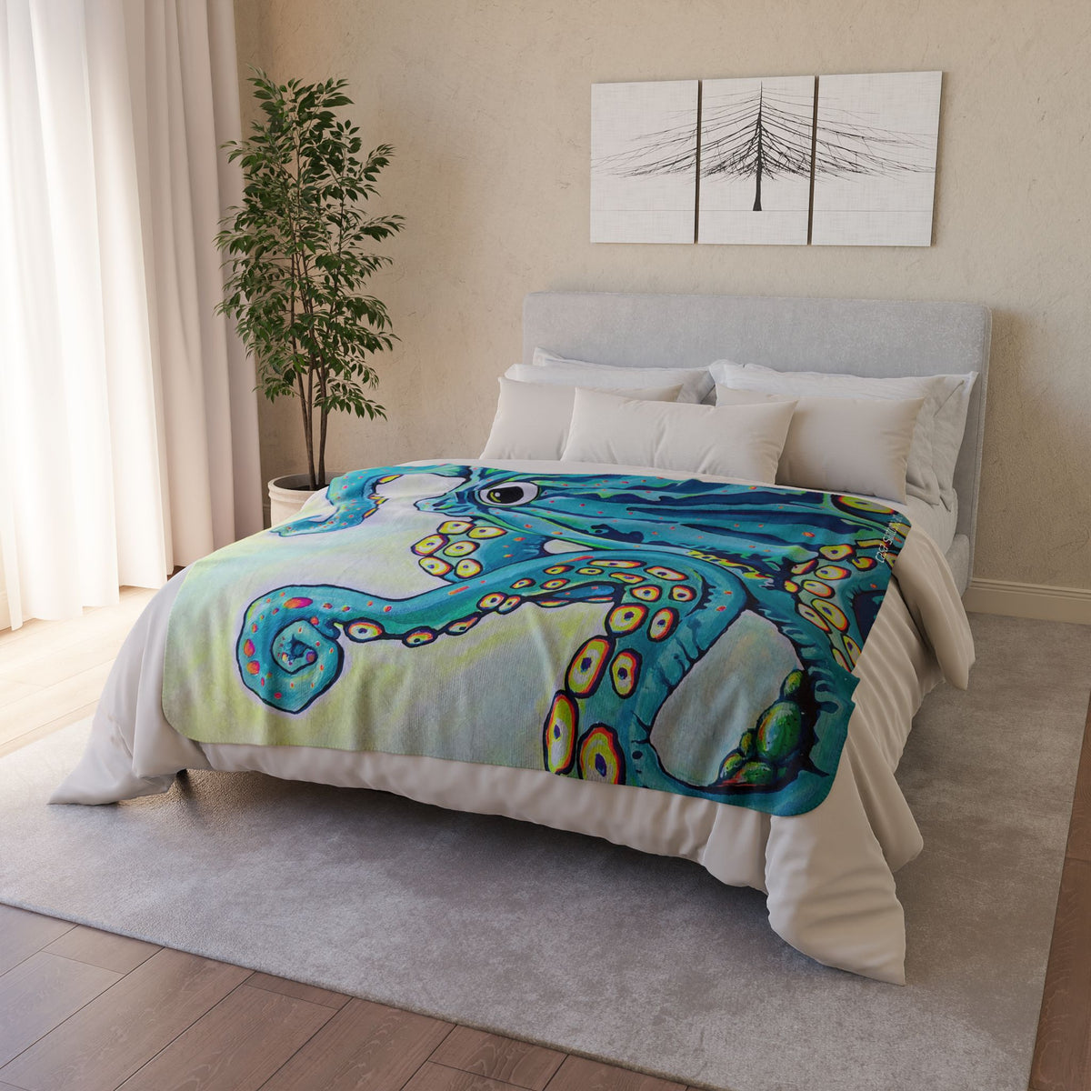 Cyclops Octopus Fleece Sherpa Blanket