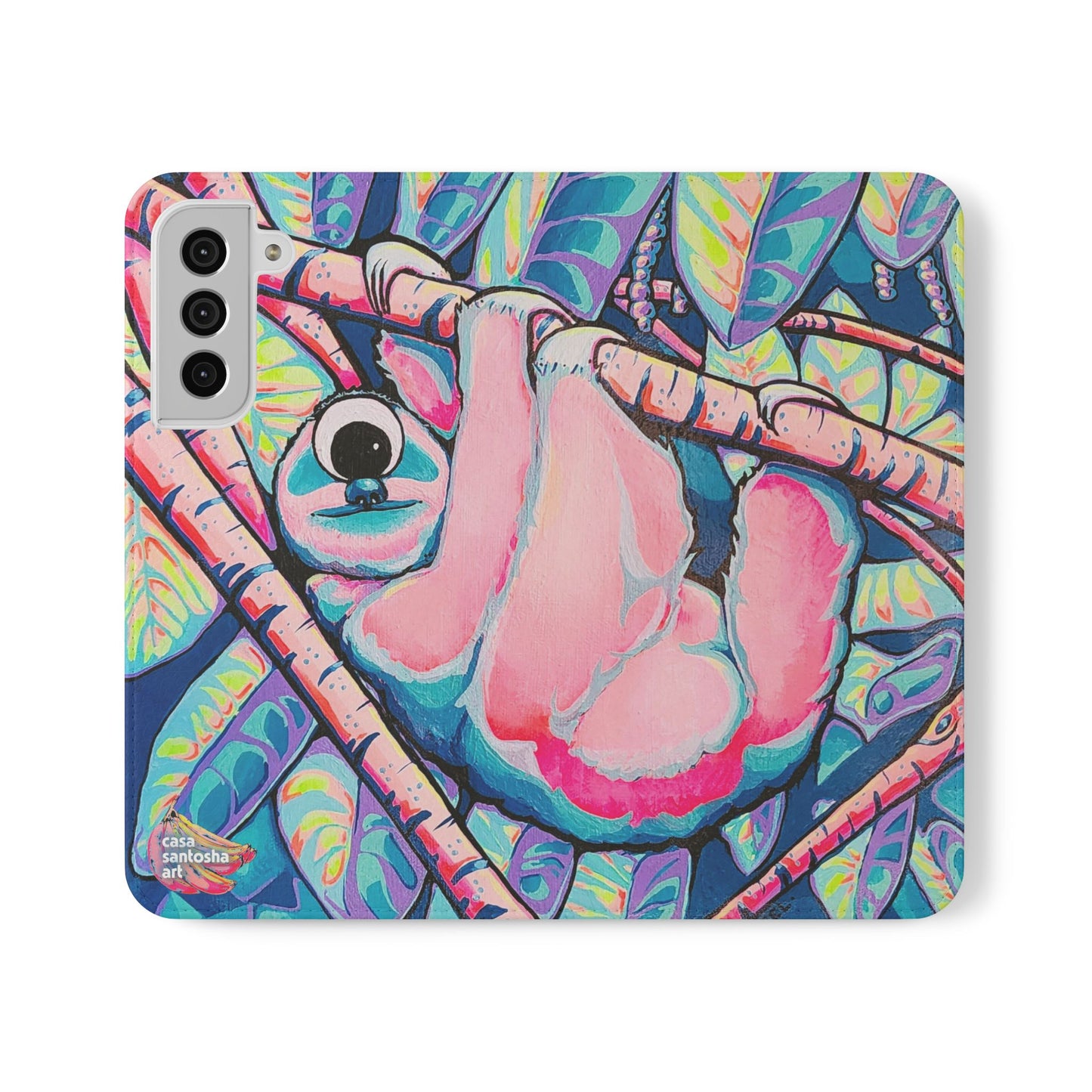 Cyclops Sloth Flip Phone Case – Wallet Cover with Card Slots