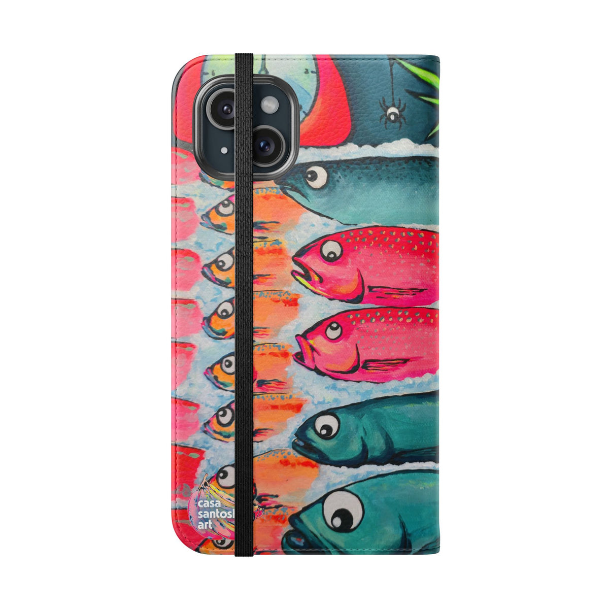 Neon Cabo Fish Market Flip Phone Case – Wallet Cover with Card Slots