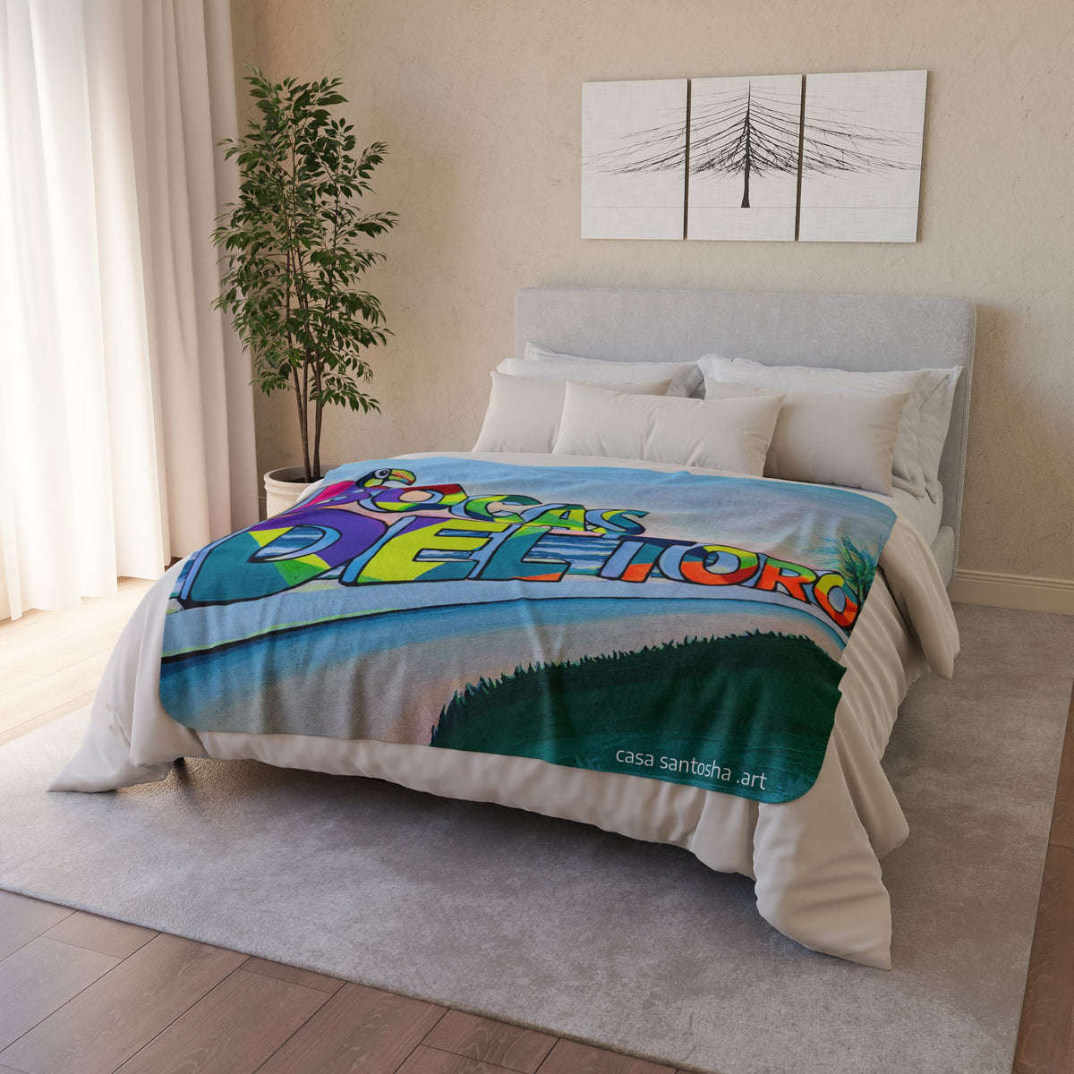 Bocas Del Toro Sign Fleece Sherpa Blanket