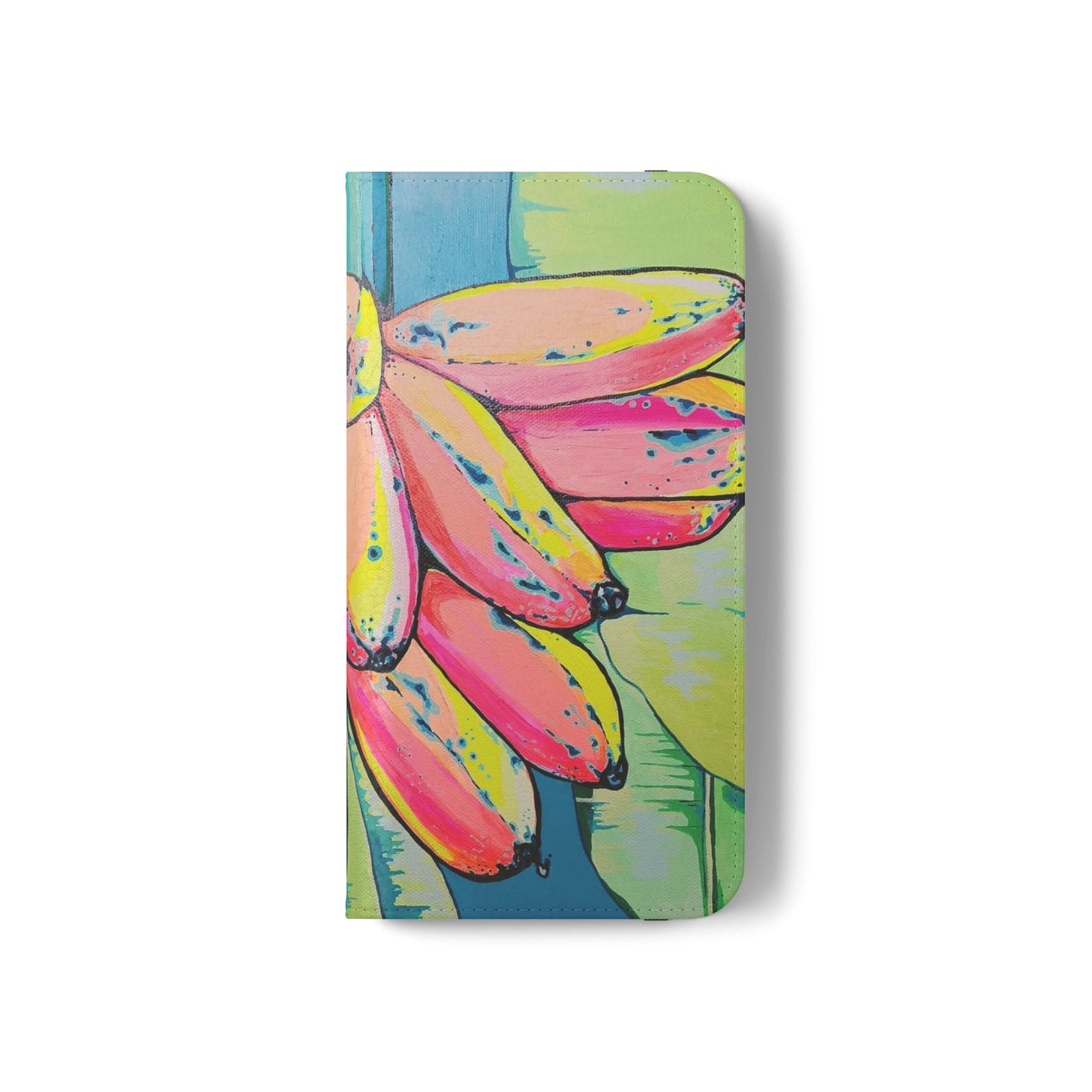 Neon Primitivo Bananas Flip Phone Case – Wallet Cover with Card Slots