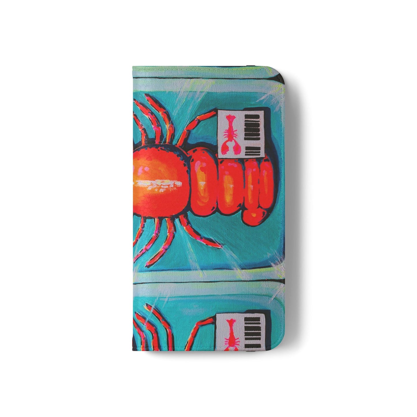 Neon Lobster Flip Phone Case – Wallet Cover with Card Slots