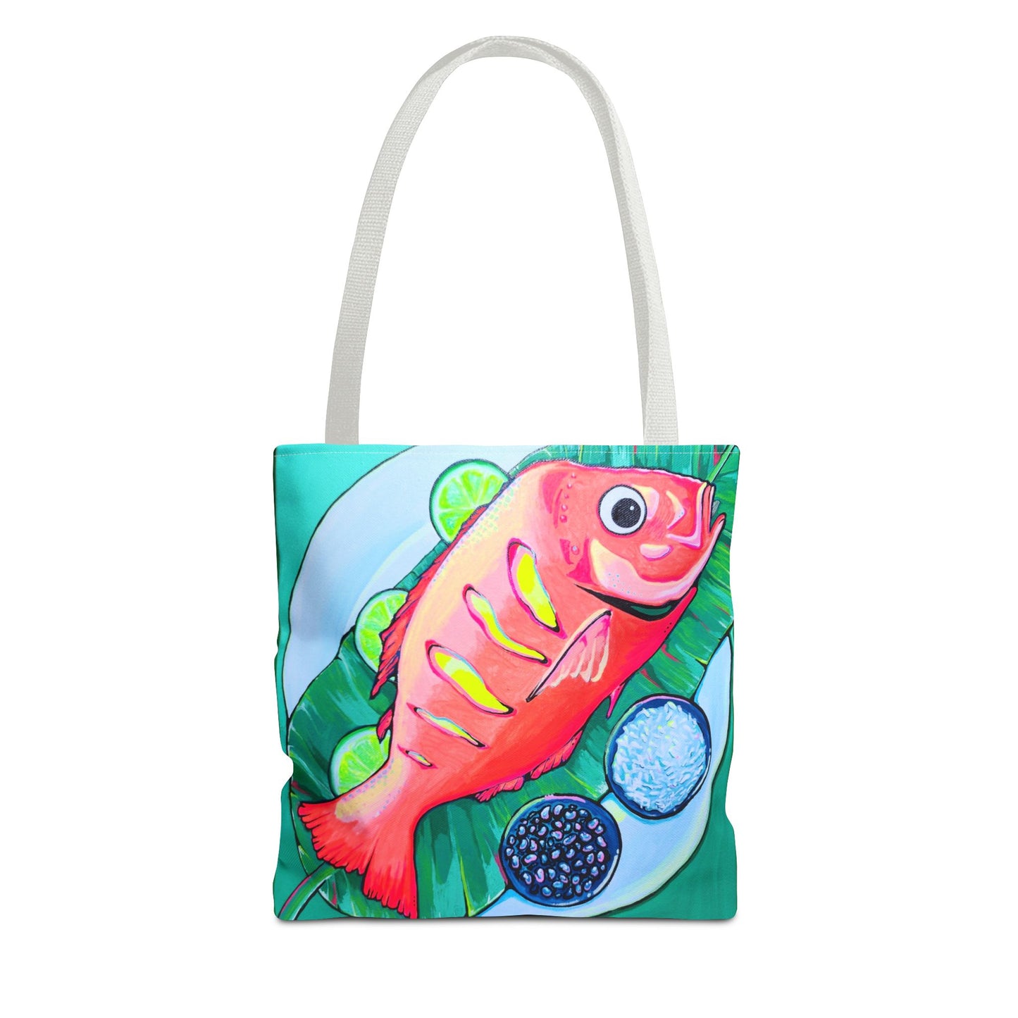 Premium Neon Fried Fish Tote Bag, Original Artist Design, Reusable Shopping Tote, Eco-Friendly