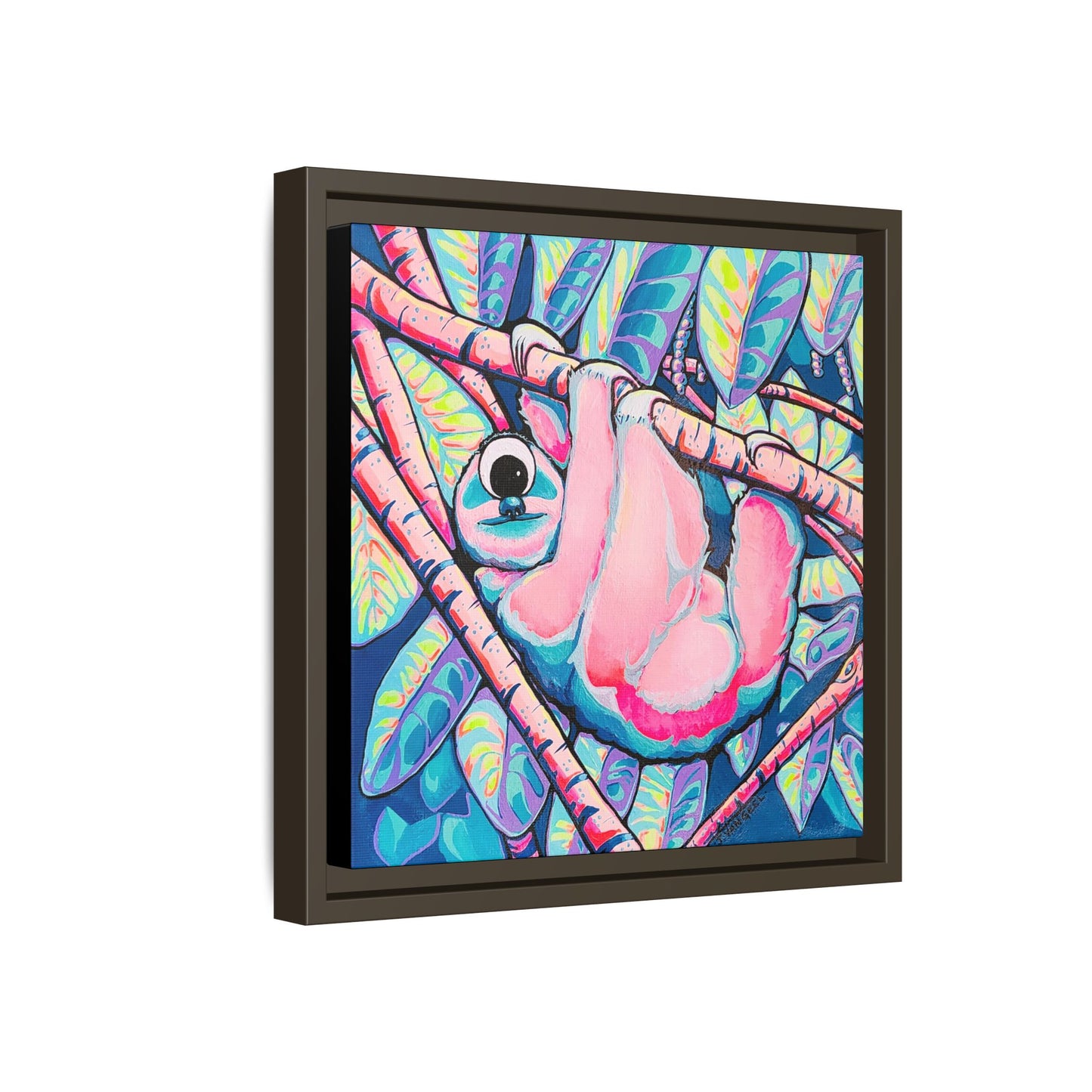 Framed Cyclops Sloth Canvas Print