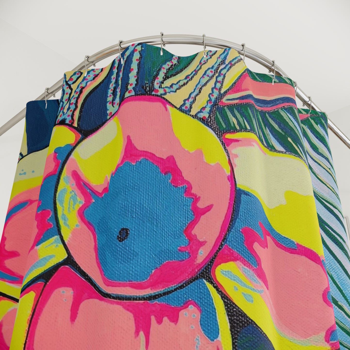 Neon Coconuts Pop Art Shower Curtain