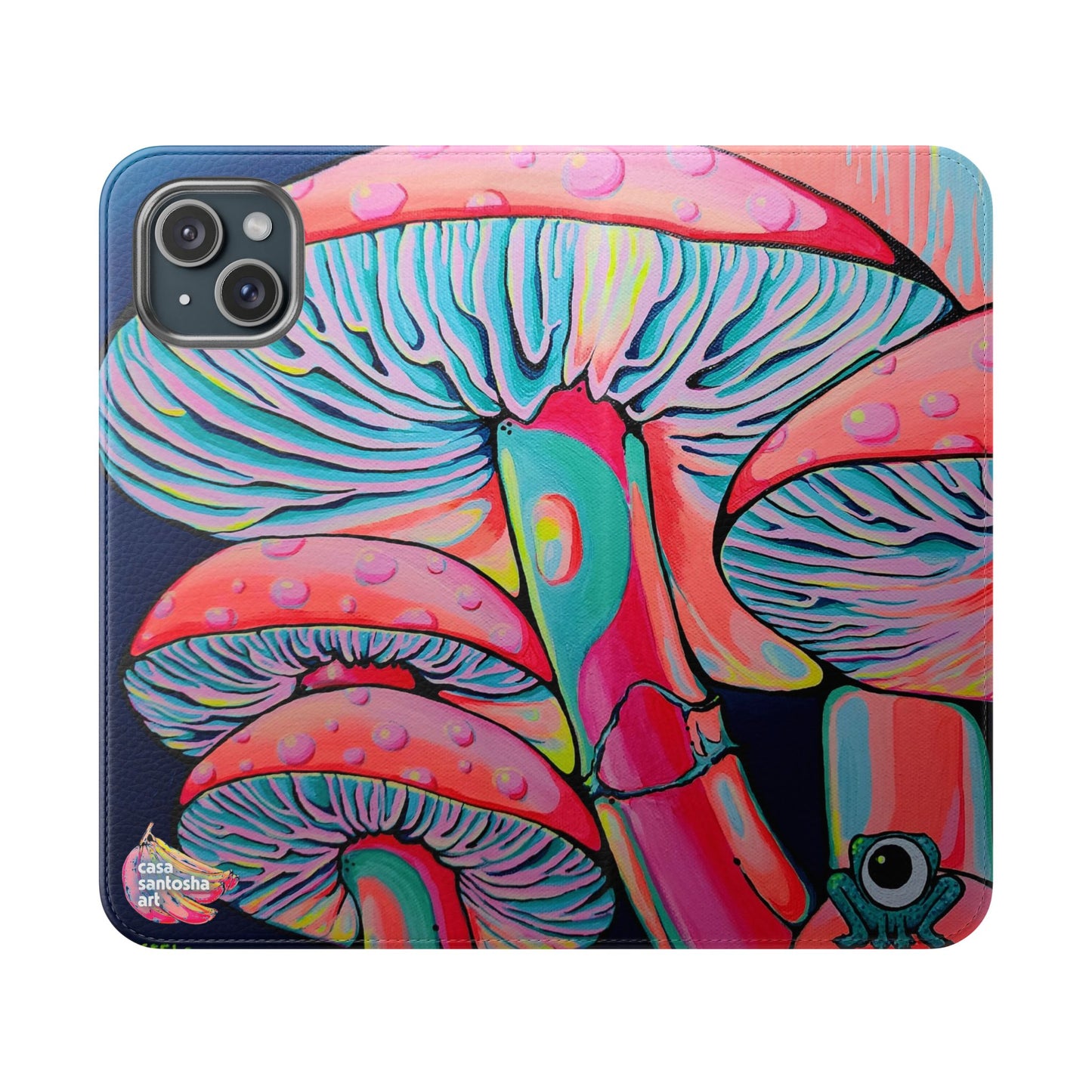 Trippy Mushrooms Flip Phone Case – Wallet Cover with Card Slots