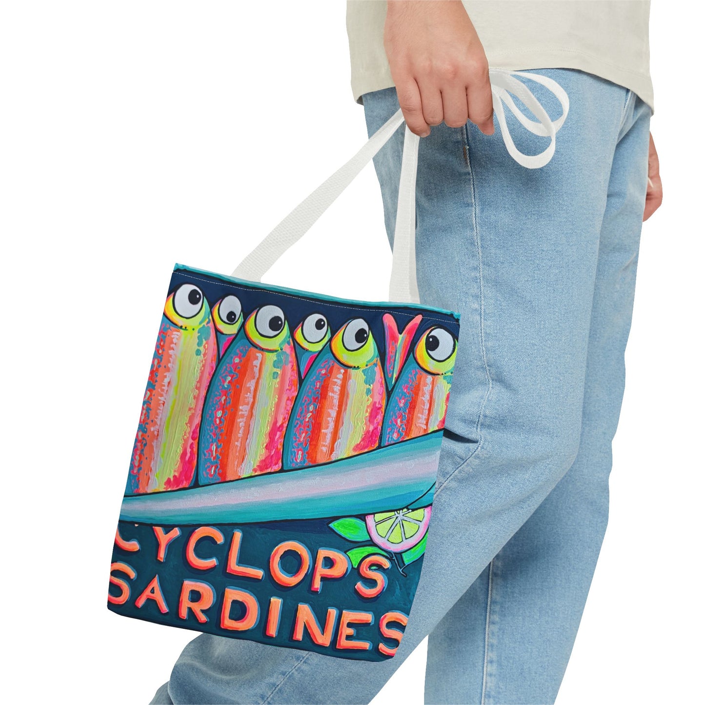 Premium Neon Sardines Tote Bag, Original Artist Design, Reusable Shopping Tote, Eco-Friendly