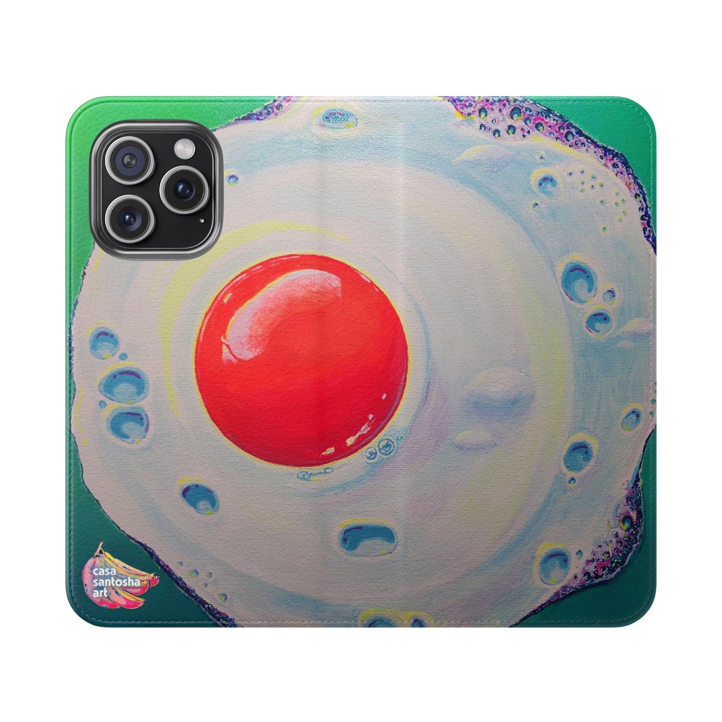 Neon Fried Egg Flip Phone Case – Wallet Cover with Card Slots