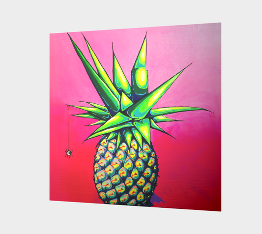 Neon Pineapple Aluminum Wall Art