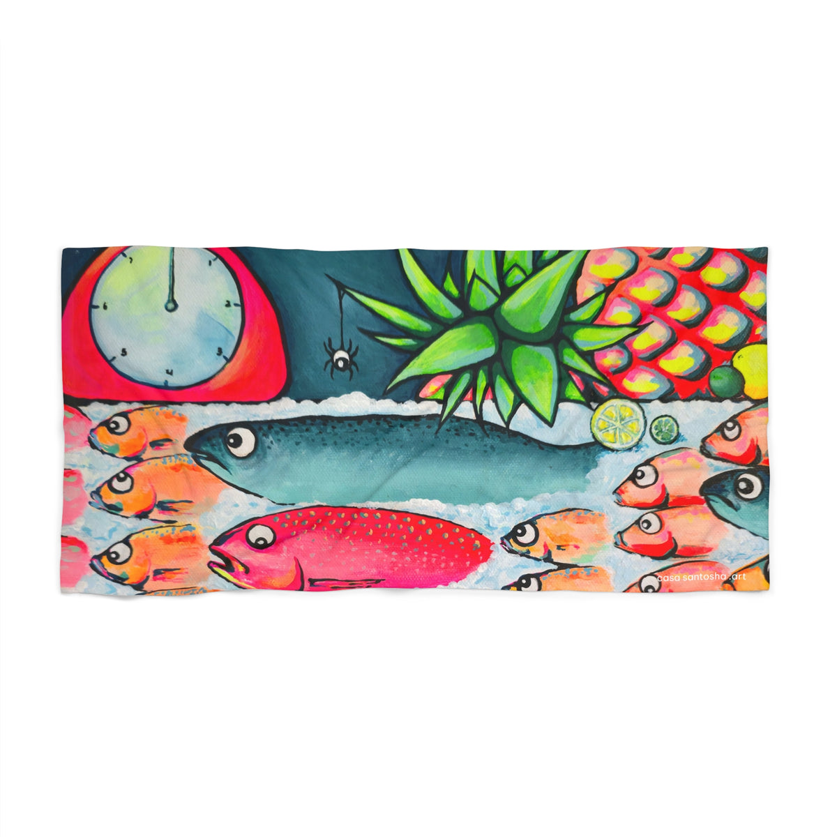 Neon Cabo Fish Market Beach Towel
