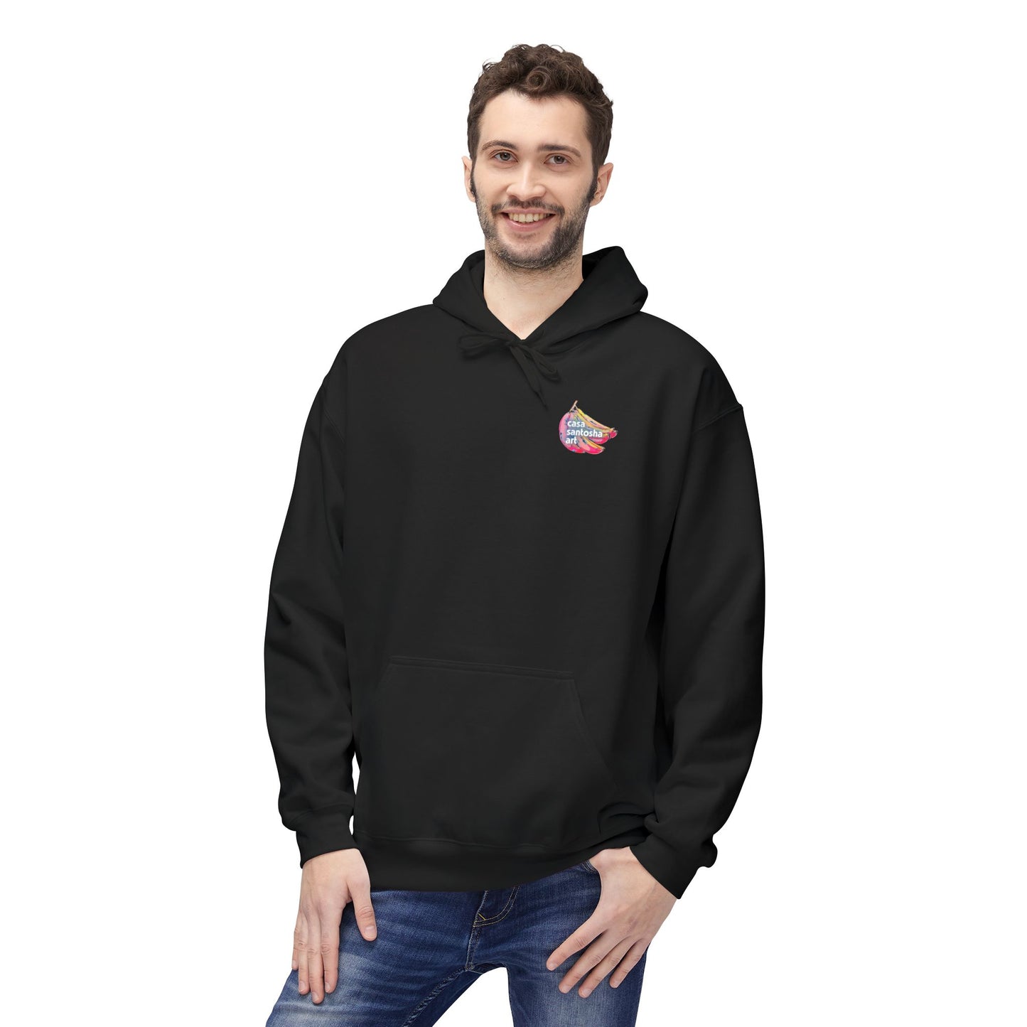 Sweat à capuche doux unisexe néon motif sushis