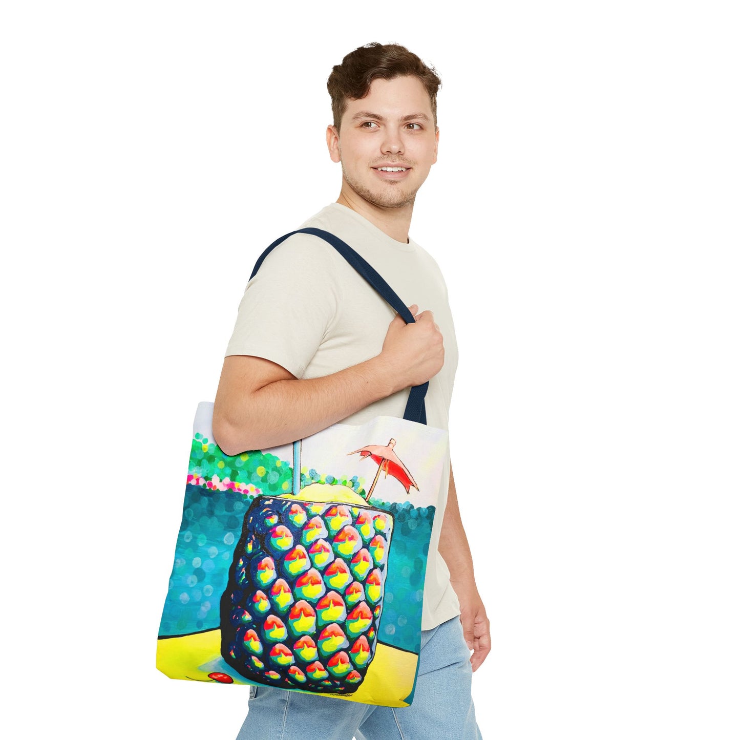 Premium Neon Piña Colada Tote Bag, Original Artist Design, Reusable Shopping Tote,  Eco-Friendly