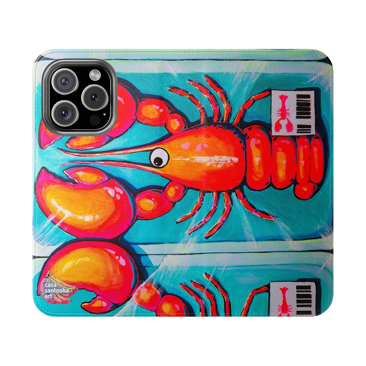 Neon Lobster Flip Phone Case – Wallet Cover with Card Slots