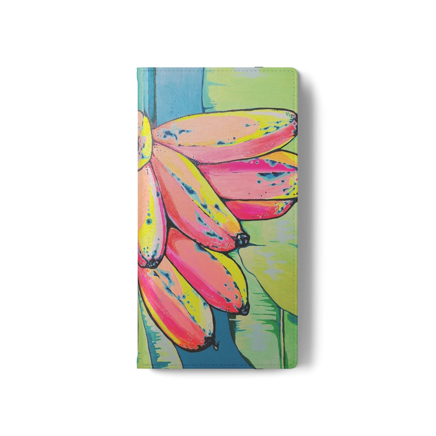 Neon Primitivo Bananas Flip Phone Case – Wallet Cover with Card Slots