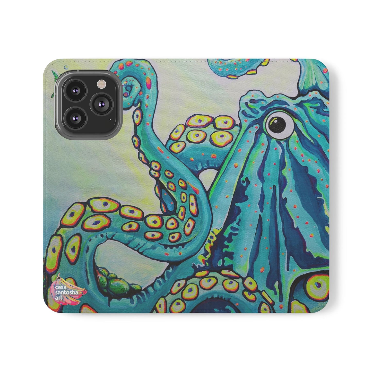 Cyclops Octopus Flip Phone Case – Wallet Cover with Card Slots