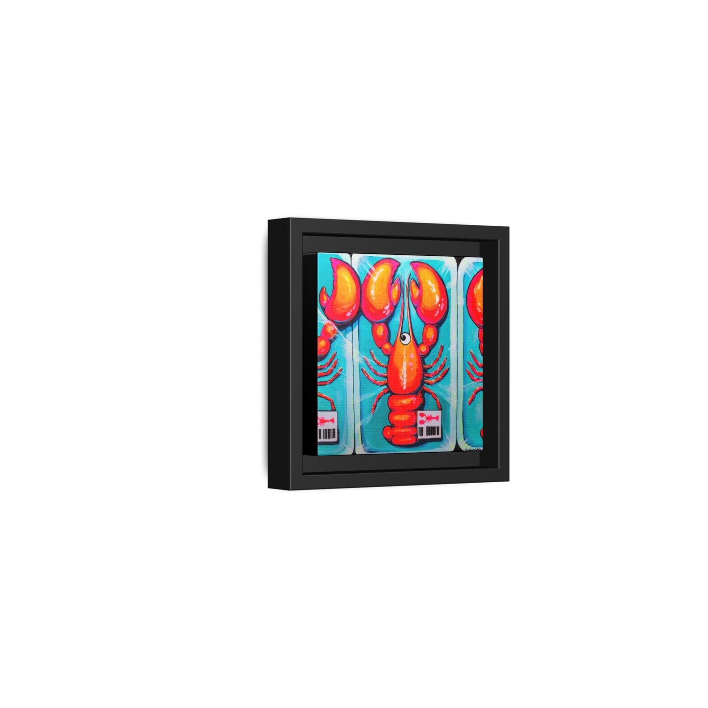 Framed Fresh Neon Lobster Canvas Print