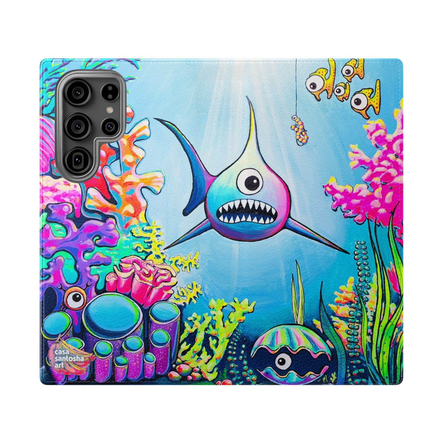 Cyclops Shark Flip Phone Case – Wallet Cover with Card Slots