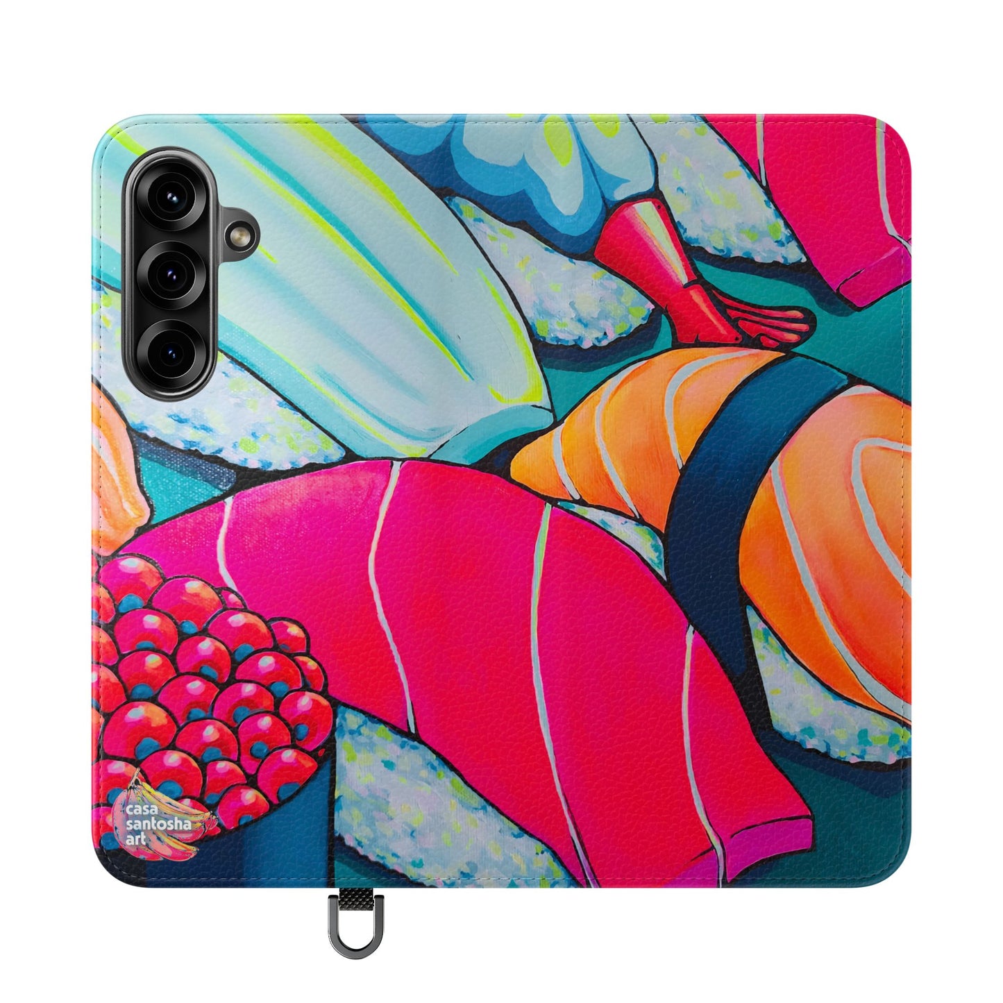 Étui portefeuille pour téléphone à clapet Neon Sushi avec porte-cartes