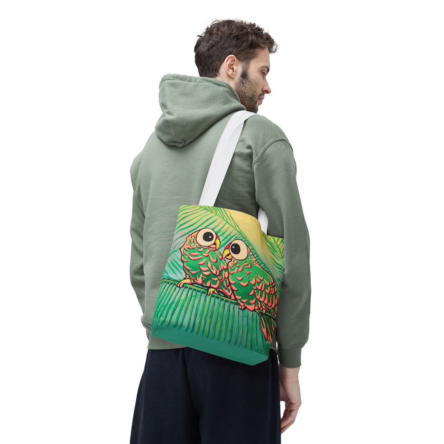 Premium Chatty Cyclops Parrots Tote Bag, Original Artist Design, Reusable Shopping Tote,  Eco-Friendly