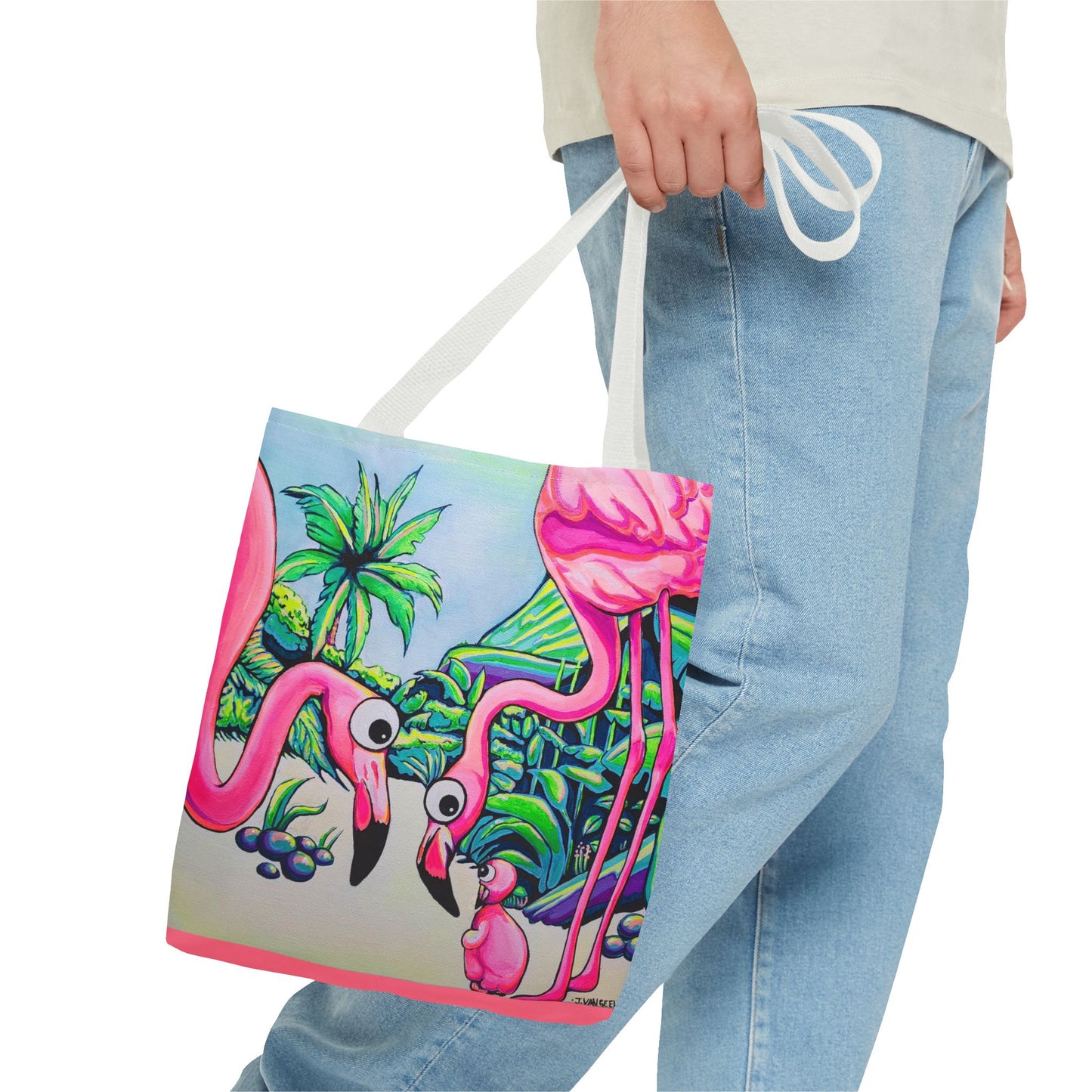 Premium Cyclops Flamingo Family Tote Bag, Original Artist Design, Reusable Shopping Tote,  Eco-Friendly