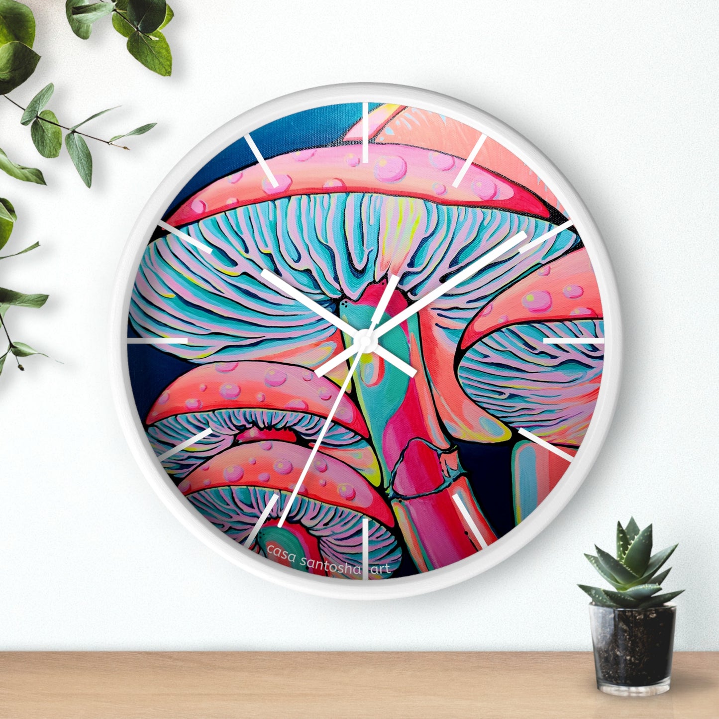 Trippy Mushrooms Pop Art Wall Clock
