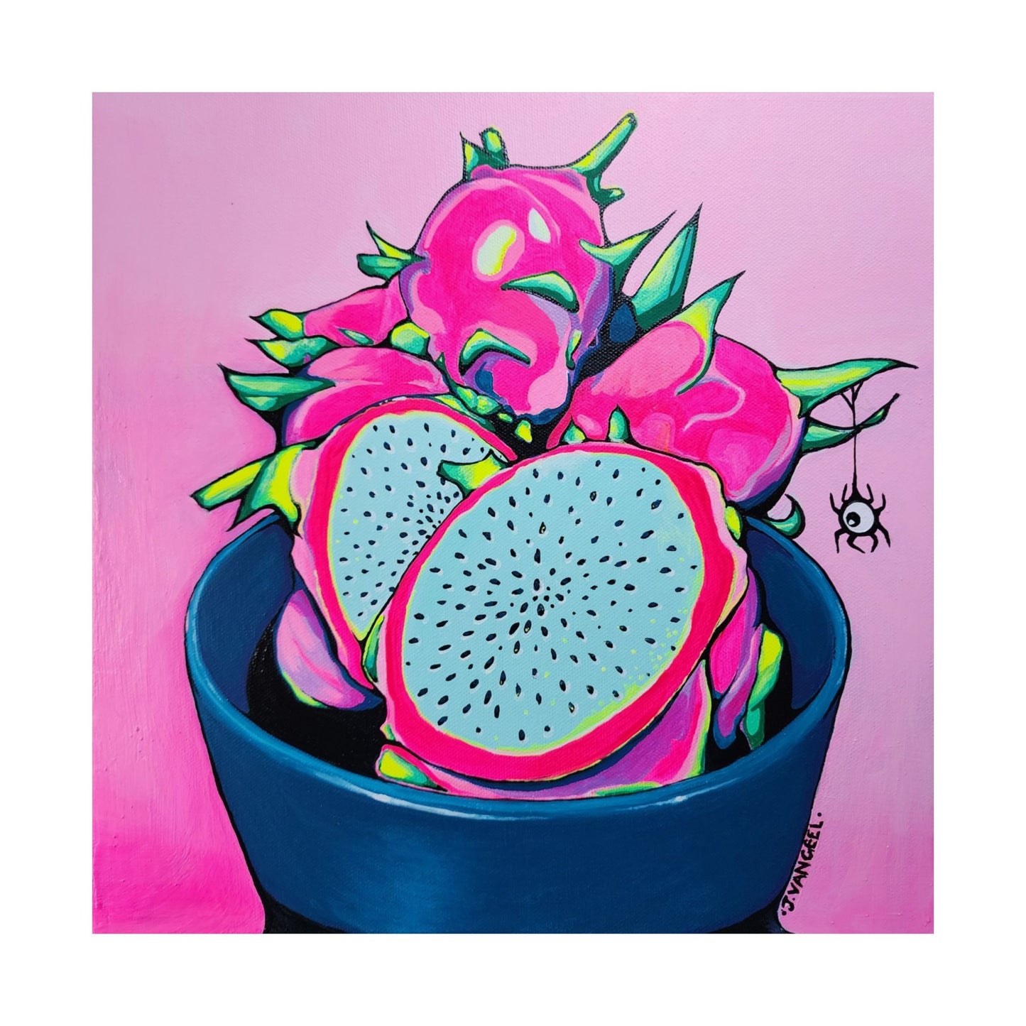 Neon Pink Dragon Fruit Giclée Art Poster