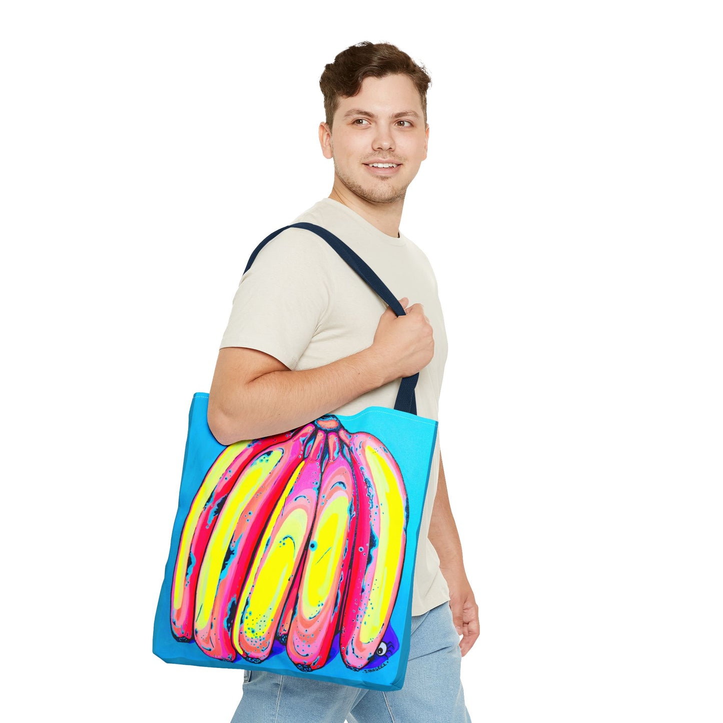 Premium Neon Fat Bananas Tote Bag, Original Artist Design, Reusable Shopping Tote, Eco-Friendly